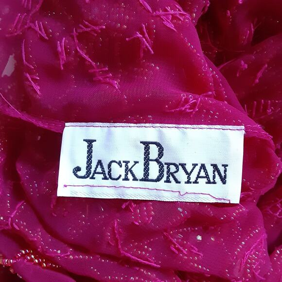 Vintage 70s Jack Bryan Beaded Sheer Silk Tunic Top Cherry Red Evening Holiday - Picture 12 of 15